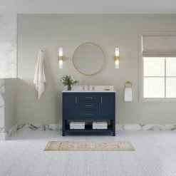 MOD The Brody Bathroom Vanity, Single Sink, 42", Navy Blue, Freestanding