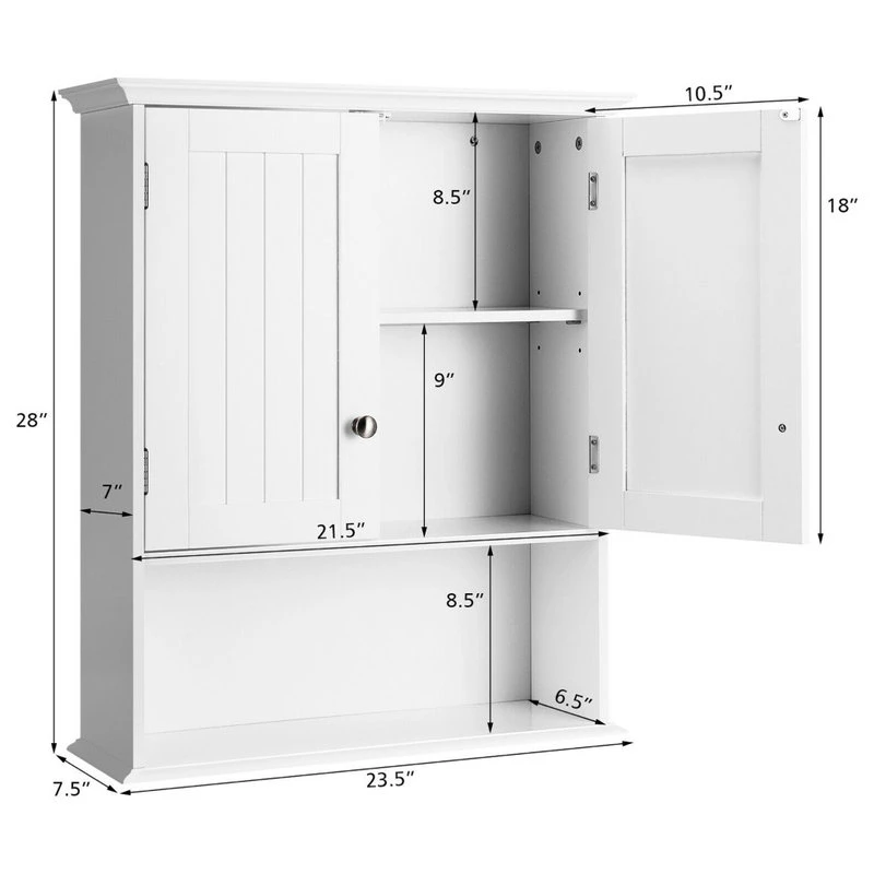 Costway Wall Mount Bathroom Cabinet Storage Organizer Medicine Cabinet Kitchen 7 Costway Wall Mount Bathroom Cabinet Storage Organizer Medicine Cabinet Kitchen - Image 5