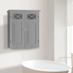 Versanora Bathroom Wall Cabinet With Two Doors Grey -Kraus Shop 4401989c01a71621 9470 w800 h800 b0 p0