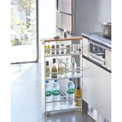 Yamazaki Home Rolling Storage Cart, Steel, Holds 26.4 Lbs, White -Kraus Shop 4701201b025ad63d 9603 w800 h800 b0 p0