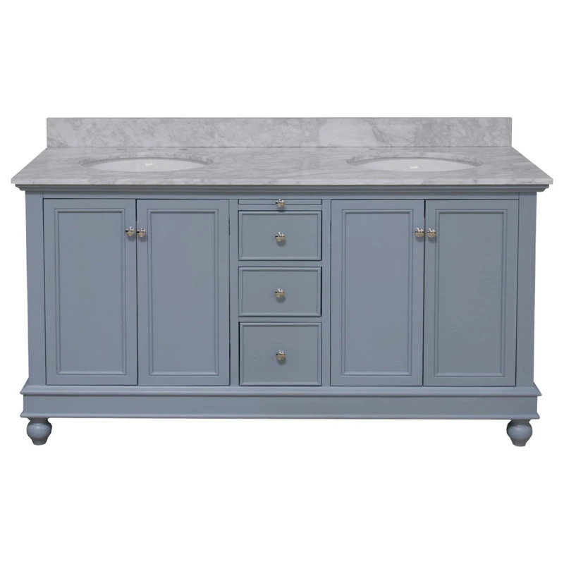 Kitchen Bath Collection Bella 60" Bathroom Vanity, Powder Blue, Carrara Marble, Double Vanity 7 Kitchen Bath Collection Bella 60" Bathroom Vanity, Powder Blue, Carrara Marble, Double Vanity - Image 5