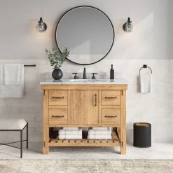 MOD Bosque Bath Vanity, Driftwood, 42", Single Sink, Undermount, Freestanding