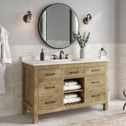 MOD Rawley Bath Vanity, Weathered Fir, 55", Single Sink, Marble Top, Freestanding -Kraus Shop 4c61a020034728b6 2242 w800 h800 b0 p0