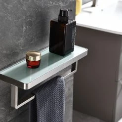 Lexora Bagno Bianca St. Steel Wh. Glass Shelf, Towel Bar Brushed Nickel -Kraus Shop 4c71b9c20ed66e95 3405 w800 h800 b0 p0