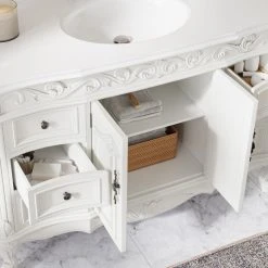 MOD Margaret Bath Vanity, White, 48", Single Sink, With Mirror, Freestanding -Kraus Shop 4f41e45703d990cc 8306 w800 h800 b0 p0