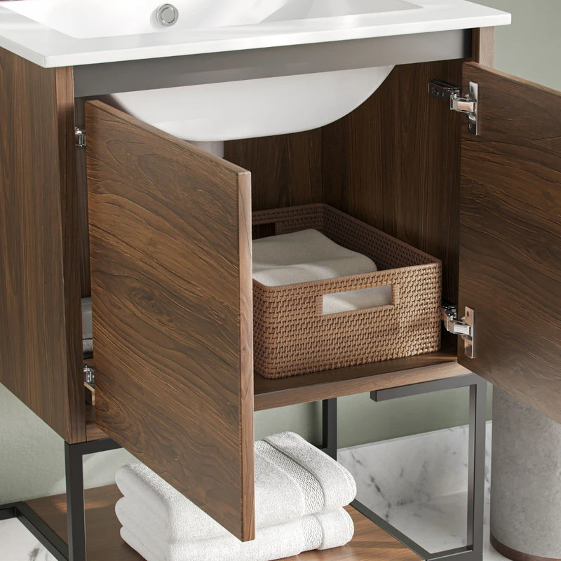 MOD Foundry Bath Vanity, Walnut, 24", Integrated Single Sink, Freestanding 7 MOD Foundry Bath Vanity, Walnut, 24", Integrated Single Sink, Freestanding - Image 5