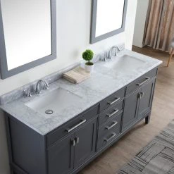 Ari Kitchen & Bath Danny 72" Double Bathroom Vanity In Maple Gray With Italian Carrara Marble Top 15 Ari Kitchen & Bath Danny 72" Double Bathroom Vanity In Maple Gray With Italian Carrara Marble Top -Kraus Shop 50b1ff5e00df6ec5 2532 w800 h800 b0 p0