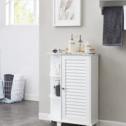 Pilaster Designs Corolla Bathroom Storage Floor Cabinet Organizer, White/Marble Wood -Kraus Shop 51d19be00de98790 9692 w800 h800 b0 p0