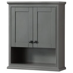 Wyndham Collection Deborah Over-The-Toilet Bathroom Wall-Mounted Storage Cabinet, Gray, Trim