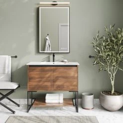 MOD Foundry Bath Vanity, Walnut, 36", Integrated Single Sink, Freestanding 17 MOD Foundry Bath Vanity, Walnut, 36", Integrated Single Sink, Freestanding -Kraus Shop 5401d46803ae0da9 1852 w800 h800 b0 p0