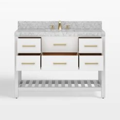 MOD Arcadia Bath Vanity, White, 48", Gold Hardware, Single, Freestanding -Kraus Shop 5a615f120347290e 2019 w800 h800 b0 p0