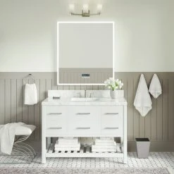 MOD Arcadia Bath Vanity, White, 48", Brushed Nickel Hardware, Single, Freestanding