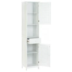 Zingz & Thingz Nantucket Wooden Bathroom Linen Cabinet In White -Kraus Shop 5b218207007916c5 1093 w800 h800 b1 p0