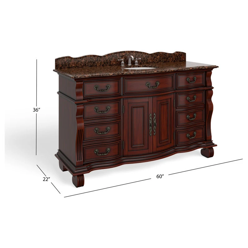 MOD The Finley Bathroom Vanity, Single Sink, 60", Cherry, Freestanding 10 MOD The Finley Bathroom Vanity, Single Sink, 60", Cherry, Freestanding - Image 8