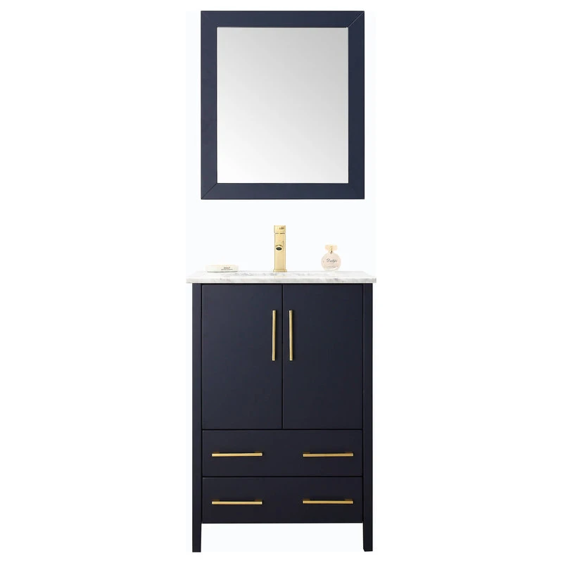 Legion Furniture Solid Wood Lacquer Vanity With Mirror & Gold Handles, 24" 3 Legion Furniture Solid Wood Lacquer Vanity With Mirror & Gold Handles, 24"