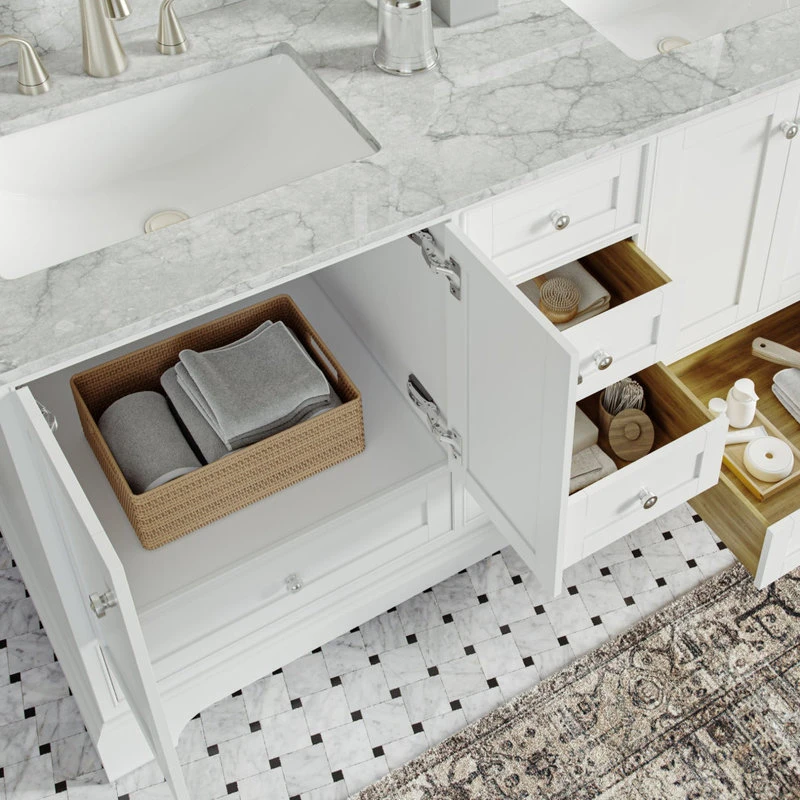 MOD Cascade Bath Vanity, White, 60", Brushed Nickel Hardware, Double, Freestanding 7 MOD Cascade Bath Vanity, White, 60", Brushed Nickel Hardware, Double, Freestanding - Image 5