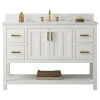 Urban Furnishing Henry Bathroom Sink Vanity Set, Carrara White Quartz Top, Base: White, 48"