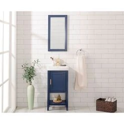 Legion Furniture Contemporary 18" Single Bathroom Vanity In Blue With White Ceramic Top