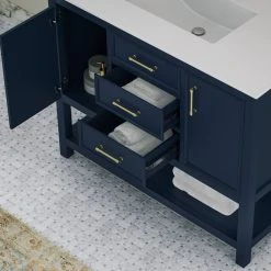 MOD The Brody Bathroom Vanity, Single Sink, 42", Navy Blue, Freestanding -Kraus Shop 5fc1ffa603d99124 3227 w800 h800 b0 p0