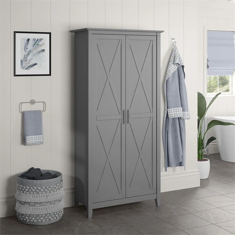Bush Business Furniture Key West Bathroom Storage Cabinet With Doors In Cape Cod Gray - Engineered Wood 4 Bush Business Furniture Key West Bathroom Storage Cabinet With Doors In Cape Cod Gray - Engineered Wood - Image 2