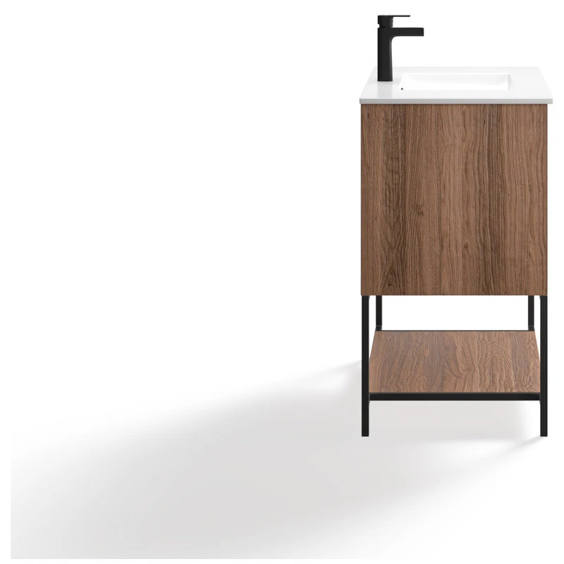 MOD Foundry Bath Vanity, Walnut, 36", Integrated Single Sink, Freestanding 13 MOD Foundry Bath Vanity, Walnut, 36", Integrated Single Sink, Freestanding - Image 11