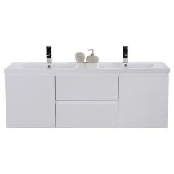 Bathroom Vanity Wholesale INC. MOB 60" Wall-Mounted Double Bathroom Vanity In High Gloss White