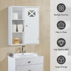 Costway Wall-Mounted Cabinet Bathroom Storage 2-Tier Shelf Organizer White 11 Costway Wall-Mounted Cabinet Bathroom Storage 2-Tier Shelf Organizer White -Kraus Shop 62f1969f0fc5e485 4060 w800 h800 b0 p0