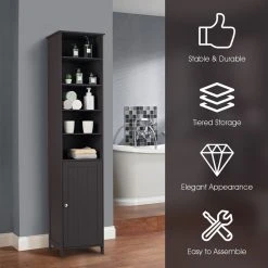 Costway 72'' Bathroom Floor Storage Cabinet Freestand Shelving Display Brown -Kraus Shop 660195ee01729984 0824 w800 h800 b0 p0