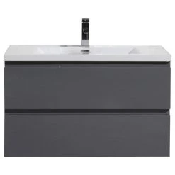Bathroom Vanity Wholesale INC. MOB 36" Wall-Mounted Single Bathroom Vanity In High Gloss Gray