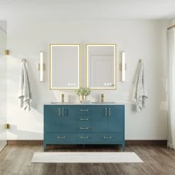 MOD Lagoon Bathroom Vanity, Royal Green, 60", Double, Without Mirror, Freestanding