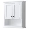 Wyndham Collection Avery Over-the-Toilet Wall-Mounted Storage Cabinet, White With Black Trim
