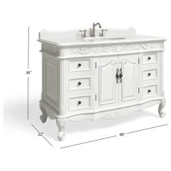 MOD Margaret Bath Vanity, White, 48", Single Sink, With Mirror, Freestanding -Kraus Shop 6901dbd103d990df 8306 w800 h800 b1 p0