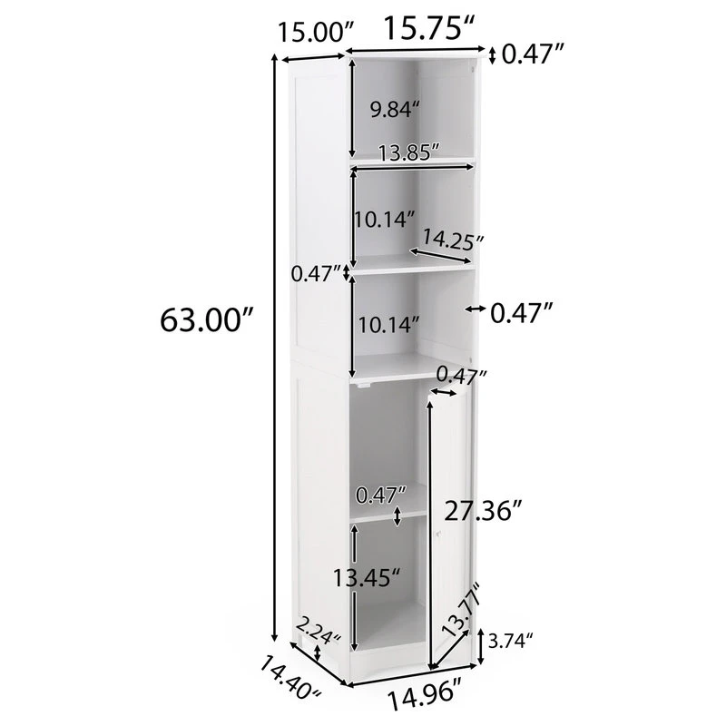 GDFStudio Lauren Modern Free Standing Bathroom Linen Tower Storage Cabinet, Light Gray 5 GDFStudio Lauren Modern Free Standing Bathroom Linen Tower Storage Cabinet, Light Gray - Image 3