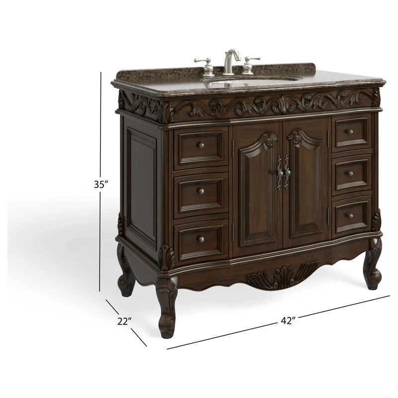 MOD The Agnes Bathroom Vanity, Single Sink, 42", Brown, Freestanding 10 MOD The Agnes Bathroom Vanity, Single Sink, 42", Brown, Freestanding - Image 8