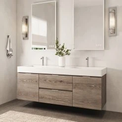 MOD Boutique Bath Vanity, Butternut, 60", Double Sink, Wall Mount