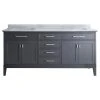 Ari Kitchen & Bath Danny 72" Double Bathroom Vanity In Maple Gray With Italian Carrara Marble Top