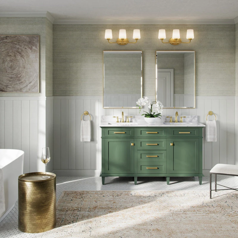 MOD The Joyce Bathroom Vanity, Double Sink, 60", Vogue Green, Freestanding 5 MOD The Joyce Bathroom Vanity, Double Sink, 60", Vogue Green, Freestanding - Image 3