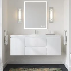 MOD Beacon Bath Vanity, High Gloss White, 60", Single Sink, Floating