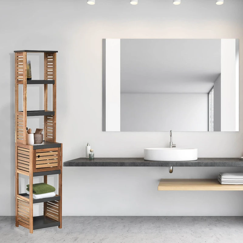 EVIDECO Bathroom Linen Storage Tower Cabinet Mahe Bamboo - Wood, Elements 7 EVIDECO Bathroom Linen Storage Tower Cabinet Mahe Bamboo - Wood, Elements - Image 5