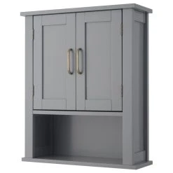 Versanora Wooden Bathroom Wall Cabinet Open Shelf Grey