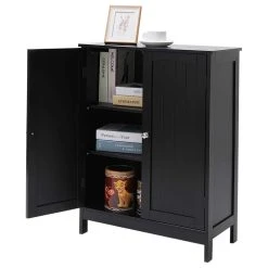 Imtinanz Black Bathroom Floor Storage Cabinet With 2 Shelf -Kraus Shop 72e111010144f017 8404 w800 h800 b1 p0