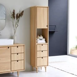 Solid Oak Tall Bathroom Cabinet | Tikamoon Jonak -Kraus Shop 7391f4c300776854 8350 w800 h800 b0 p0