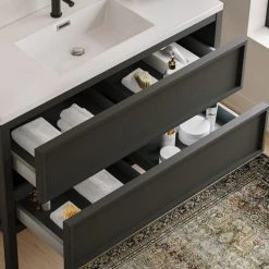 MOD The Shiloh Bathroom Vanity, Single Sink, 48", Charcoal Oak, Freestanding -Kraus Shop 74417b2d03c7443e 3858 w800 h800 b0 p0