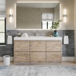 MOD Boutique Bath Vanity, Natural Wood, 60", Single Sink, Freestanding -Kraus Shop 74a107fc03c7431b 7749 w800 h800 b0 p0