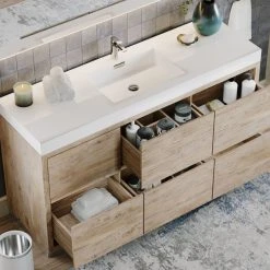 MOD Boutique Bath Vanity, Natural Wood, 60", Single Sink, Freestanding -Kraus Shop 7541b13f03c7431f 7749 w800 h800 b0 p0