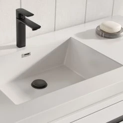 MOD Celios Bathroom Vanity, Single Sink, 48", White With Black Trim, Freestanding -Kraus Shop 7611194003d05706 8556 w800 h800 b0 p0