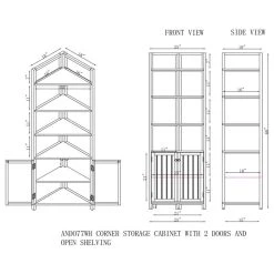 Bolton Furniture, Inc. Dover 25"W X 68"H Corner Storage Cabinet, 2 Doors And Open Shelving -Kraus Shop 77f1f66401f4364a 7479 w800 h800 b1 p0
