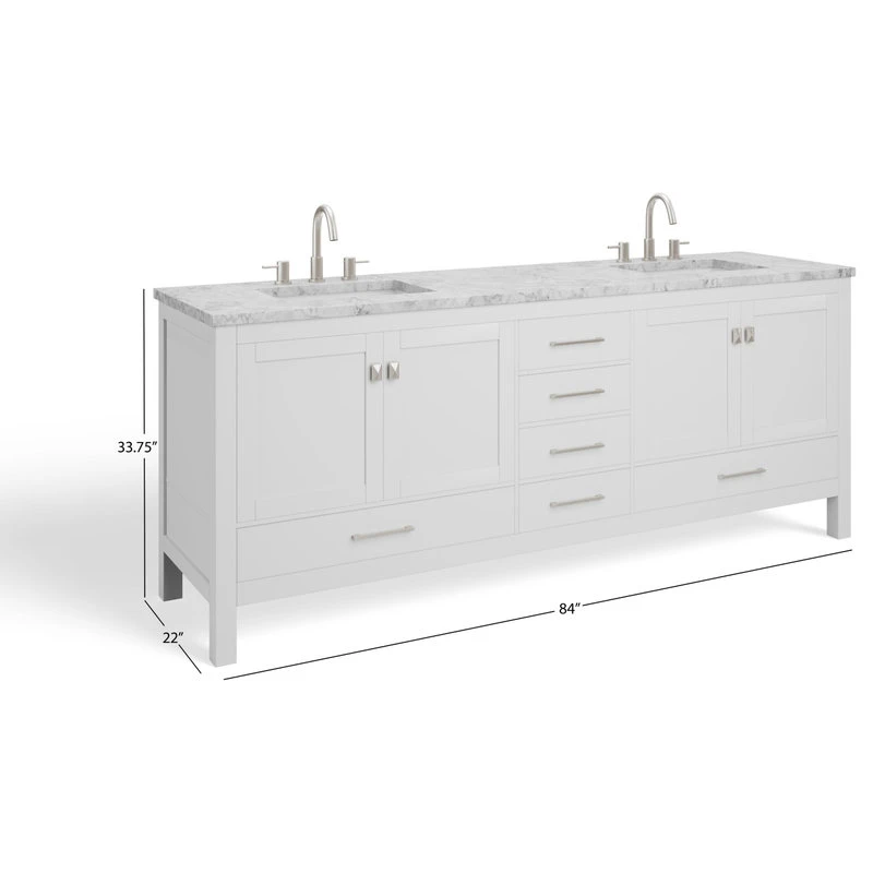 MOD The Kennedy Bathroom Vanity, Double Sink, 84", White, Freestanding 10 MOD The Kennedy Bathroom Vanity, Double Sink, 84", White, Freestanding - Image 8