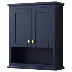 Wyndham Collection Avery Wall-Mounted Bathroom Storage Cabinet, Dark Blue
