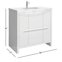 MOD Esconde Bath Vanity, High Gloss White, 36", Single Sink, Freestanding -Kraus Shop 7e11a1de03c74361 8155 w800 h800 b1 p0